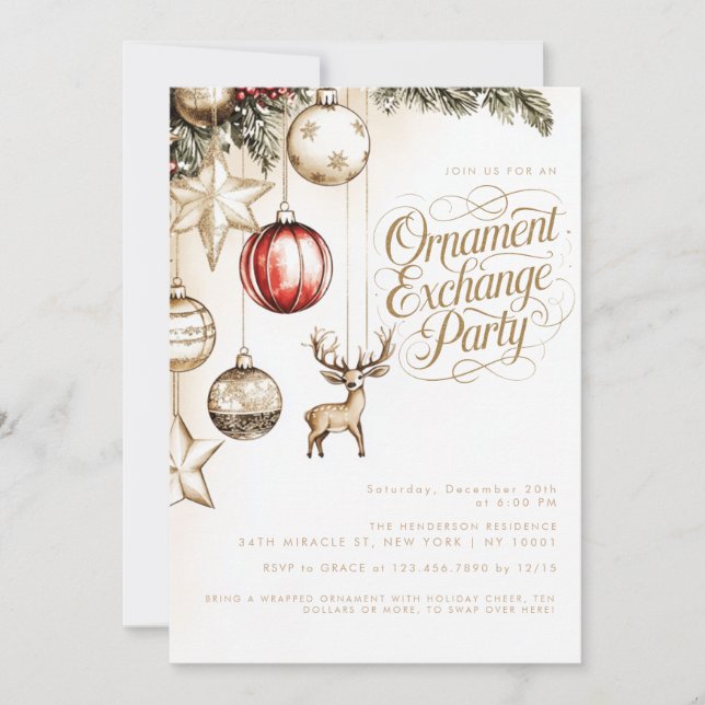 Invitation Élégante fête de Noël (Devant)
