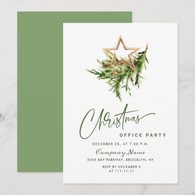 Invitation Élégante fête de Noël corporative (Devant / Derrière)