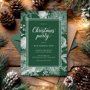 Invitation Élégante Fête de Noël de Verdure d'Hiver