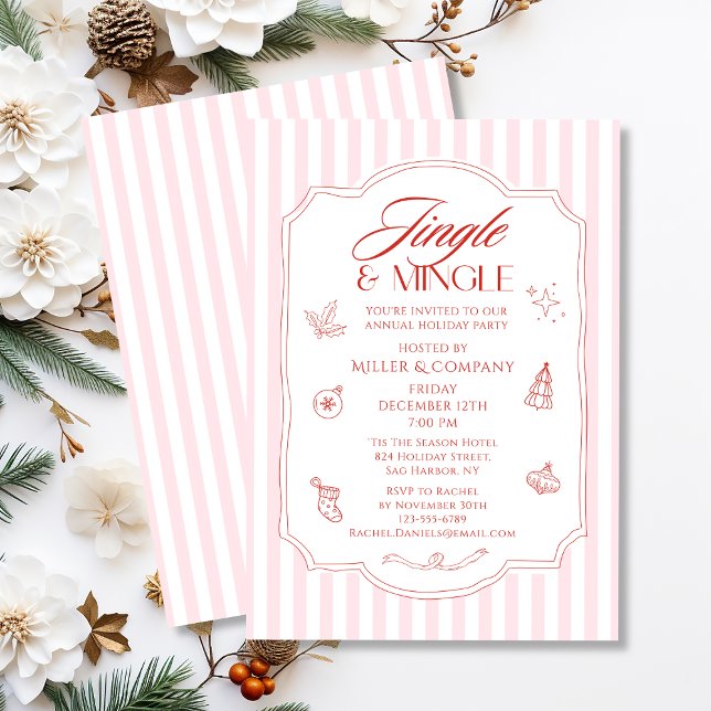 Invitation Élégante fête de Noël d'entreprise Jingle & Mingle (Créateur téléchargé)
