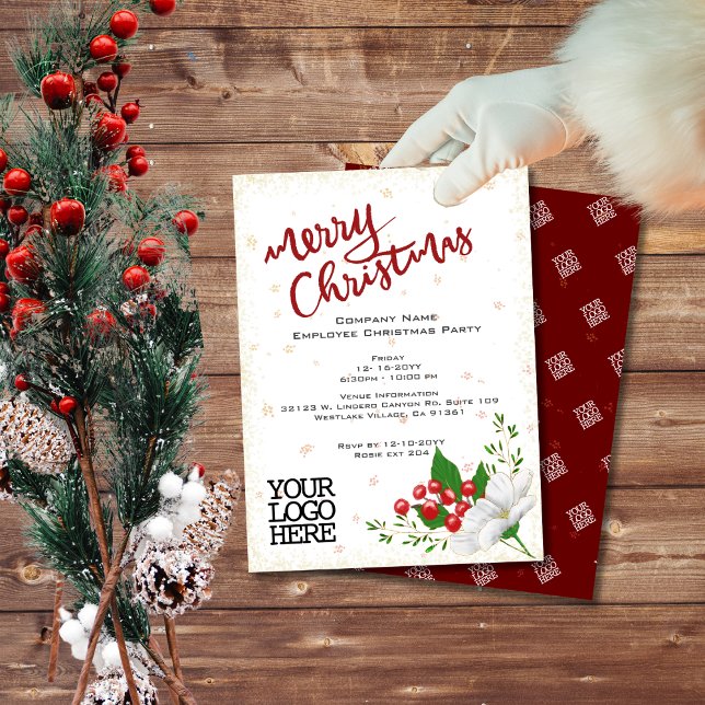 Invitation Elégante fête de Noël des neiges aux baies florale (Créateur téléchargé)