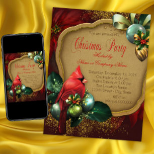 Invitation Élégante fête de Noël du cardinal rouge