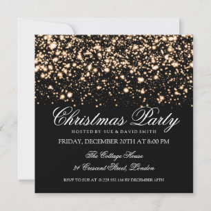 Invitation Élégante fête de Noël Glam de minuit doré