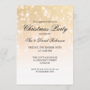 Invitation Élégante fête de Noël Gold Bokeh éclat