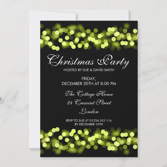Invitation Élégante fête de Noël Green Hollywood Glam (Devant)