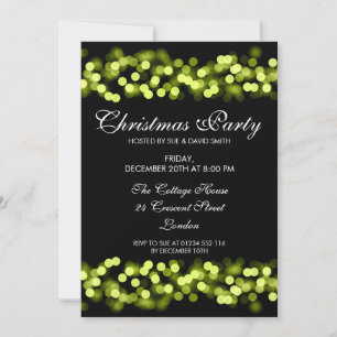 Invitation Élégante fête de Noël Green Hollywood Glam