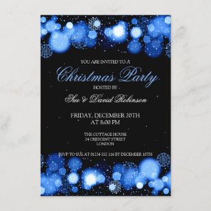Invitation Élégante fête de Noël Hiver Merveille Bleu