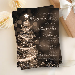 Invitation Élégante fête de Noël Noir & Or