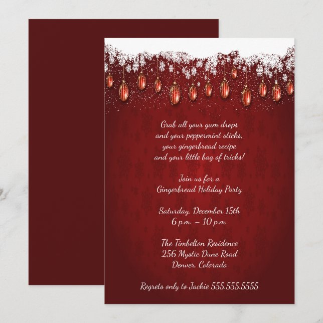 Invitation Élégante fête de Noël rouge (Devant / Derrière)