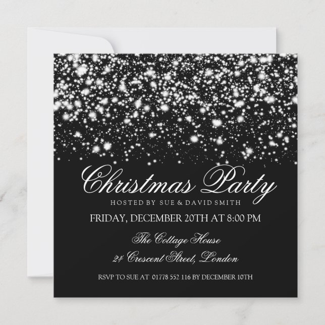 Invitation Élégante fête de Noël Silver Midnight Glam (Devant)