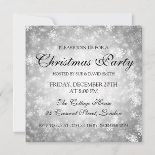 Invitation Élégante fête de Noël Silver Winter Wonderland
