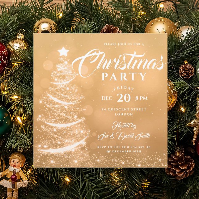 Invitation Élégante fête de Noël Sparkle Gold Holiday (Elegant Christmas Party Sparkle Gold Holiday Invitation)