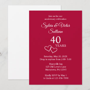 Invitation Élégante Fête de Personnalisé Simple Ruby pour le 