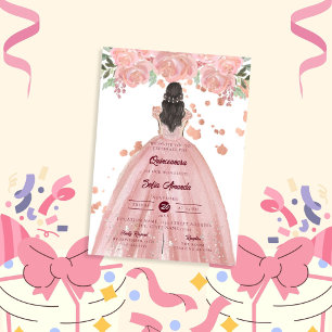 Invitation Élégante Fête de Quinceañera Princesse Rose Pâle