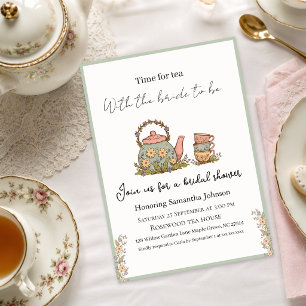 Invitation Élégante Fête de Thé Vintage pour Enterrement de V