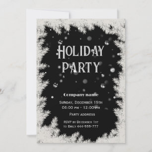 Invitation Elégante fête de vacances Black blanc entreprise