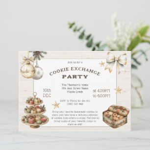 Invitation Élégante Fête d'Échange de Biscuits de Fête