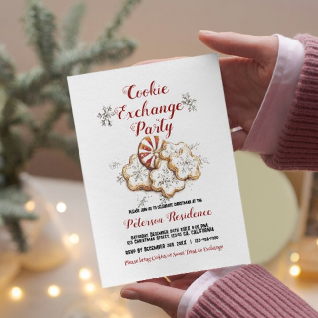 Invitation Élégante fête d'échange de biscuits de Noël blanc (Créateur téléchargé)