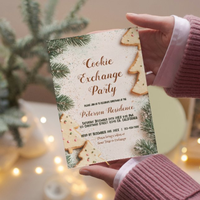 Invitation Élégante fête d'échange de cookies de Noël (Créateur téléchargé)