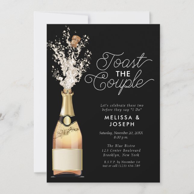 Invitation Élégante fête d'engagement Gold Toast Champagne (Devant)