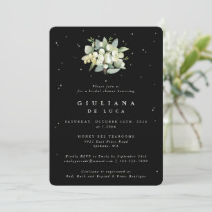 Invitation Elégante Fête des mariées Black Snowberry+Eucalypt