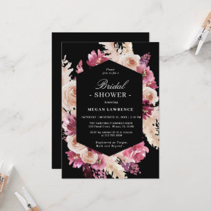 Invitation Elégante Fête des mariées Boho Rose Black Invitati