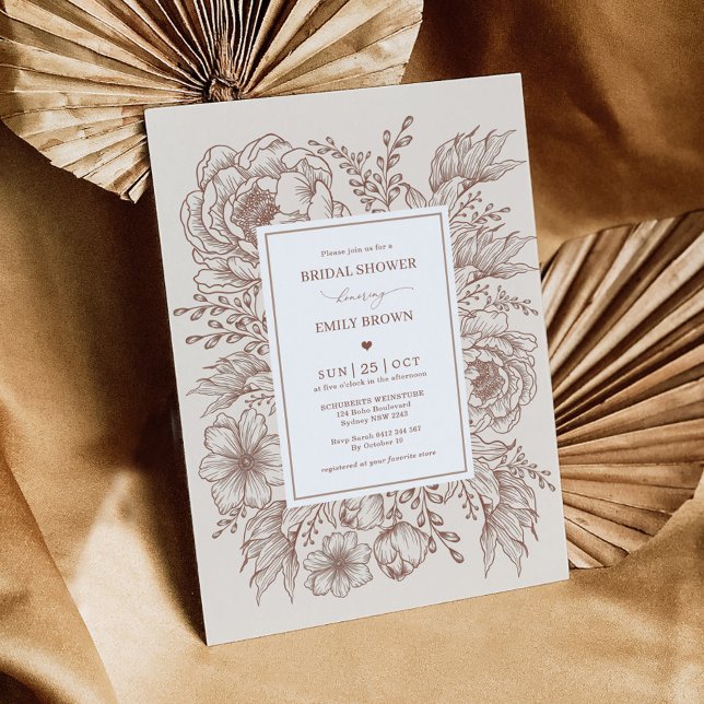 Invitation Élégante Fête des mariées Botanique en terre cuite (Créateur téléchargé)