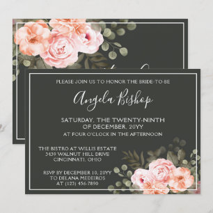 Invitation Élégante Fête des mariées botanique florale rose