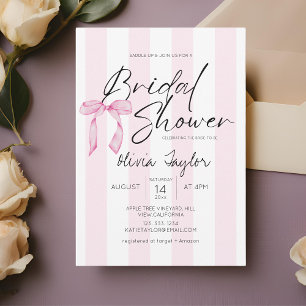 Invitation Elégante Fête des mariées Bow Rose bande rose