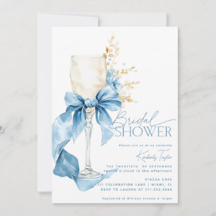 Invitation Elégante Fête des mariées Champagne Blue Hydrangea