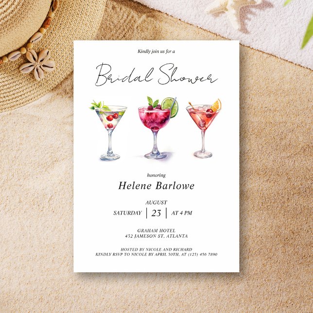 Invitation Élégante Fête des mariées Cocktail (Elegant Cocktail Bridal Shower Invitation)