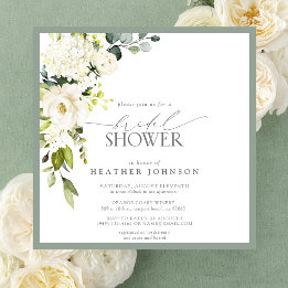 Invitation Elégante Fête des mariées couleur vert gris blanc