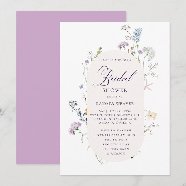 Invitation Élégante Fête des mariées de calligraphie Fleur sa (Devant / Derrière)