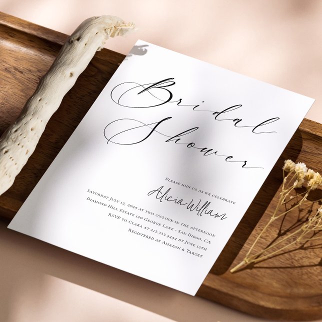 Invitation Élégante Fête des mariées de calligraphie minimali (Elegant Minimalist Script Bridal Shower Invitation Personalized)