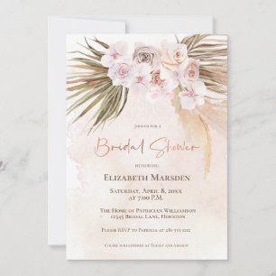 Invitation Elégante Fête des mariées de Champagne de Pampas G
