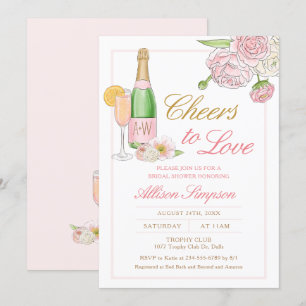 Invitation Elégante Fête des mariées de champagne florale