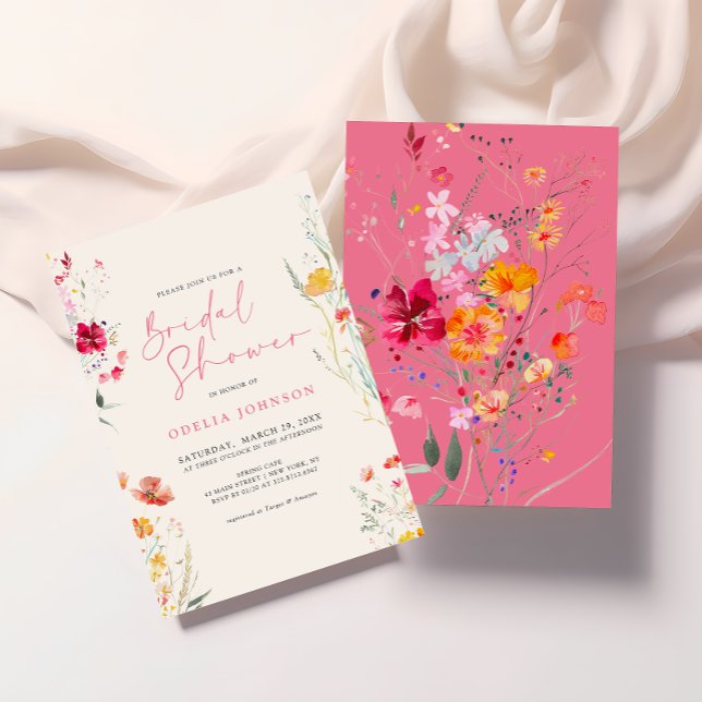 Invitation Elégante Fête des mariées de crème Fleur sauvage c (Créateur téléchargé)