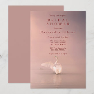 Invitation Élégante Fête des mariées de cygne rose
