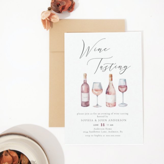 Invitation Elégante Fête des mariées de dégustation de vin aq (Créateur téléchargé)