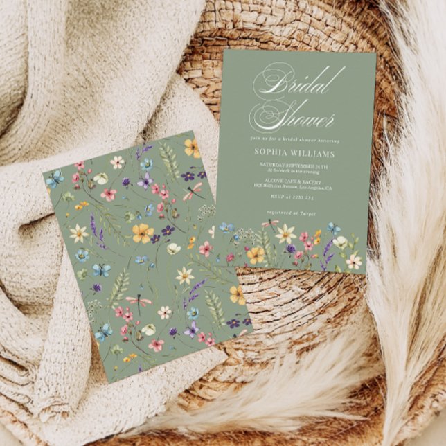Invitation Élégante Fête des mariées de Fleur sauvage Sage Gr (Créateur téléchargé)