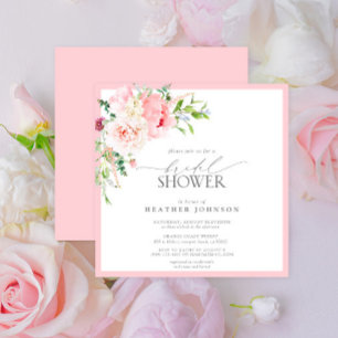 Invitation Élégante Fête des mariées de fleurs de jardin rose