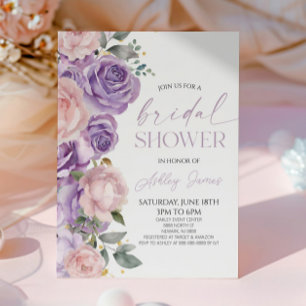 Invitation Élégante Fête des mariées de fleurs florales viole