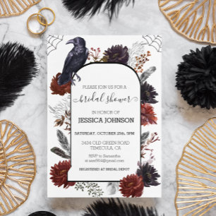 Invitation Elégante Fête des mariées de Halloween Floral Boho
