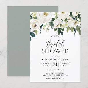 Invitation Elégante Fête des mariées de jardin aux fleurs bla