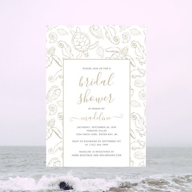 Invitation Elégante Fête des mariées de mer d'or (Créateur téléchargé)