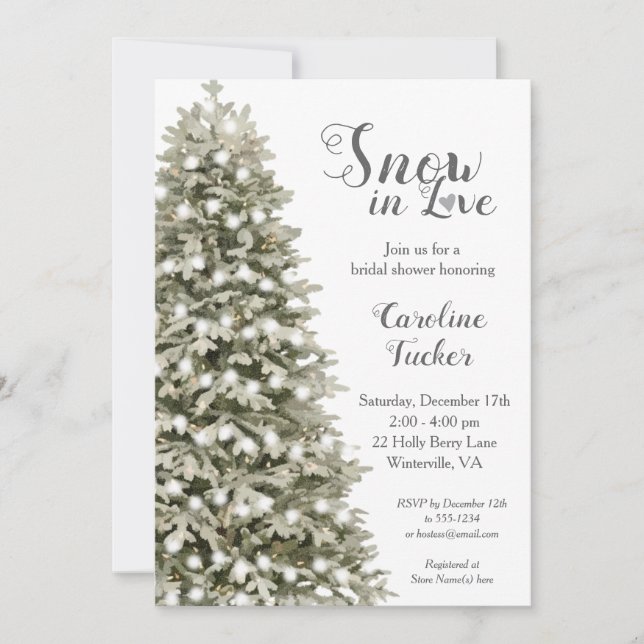 Invitation Elégante Fête des mariées de neige de Noël en amou (Devant)