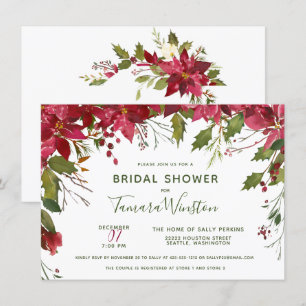 Invitation Élégante Fête des mariées de Noël Florale Personna