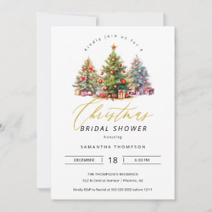 Invitation Élégante Fête des mariées de Noël QR Code Photo