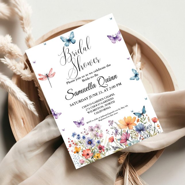 Invitation Elégante Fête des mariées de papillons aquarelle (Créateur téléchargé)
