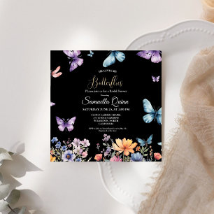 Invitation Elégante Fête des mariées de papillons aquarelle